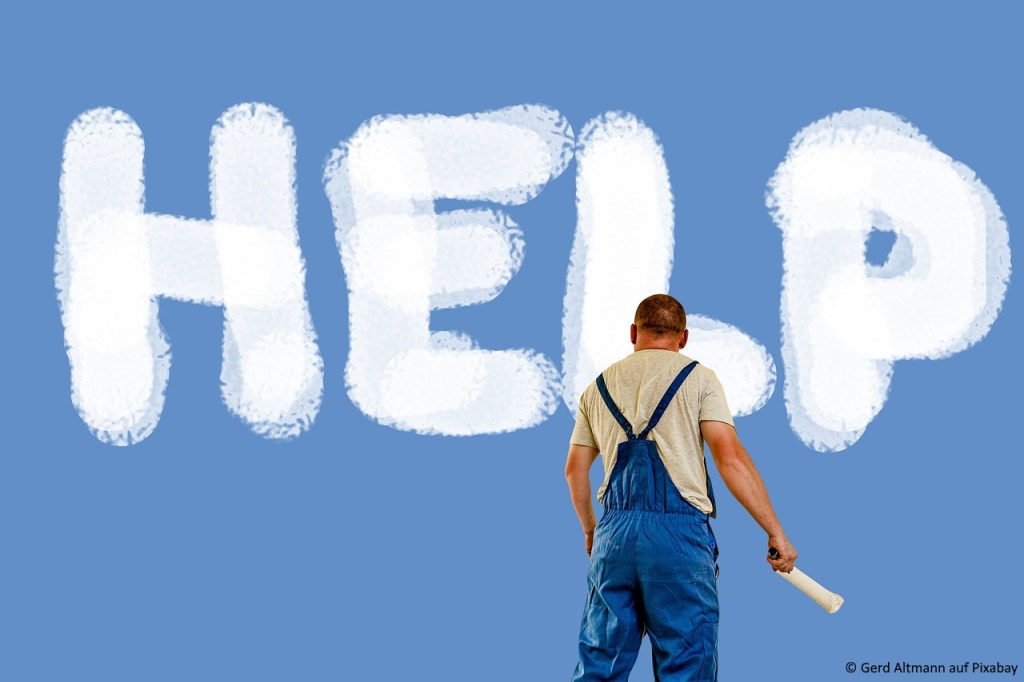 Das Bild zeigt den Schriftzug Help